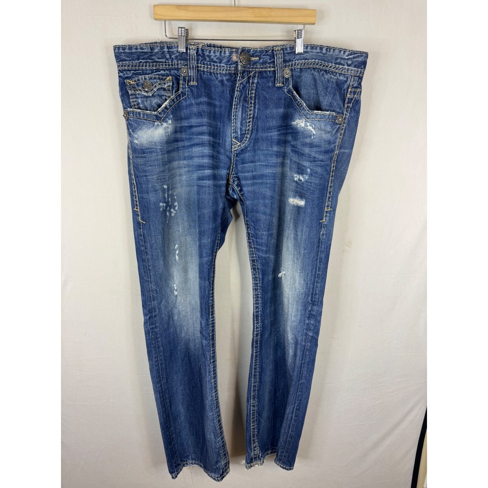Rivet De Cru Andrew Relaxed Straight Distressed Jeans Blue 42x34 156-100M40J